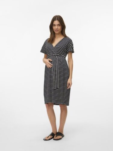 MAMALICIOUS,Baumwolle-Jersey Kleid zum Stillen geeignet,schwarz/weiß gestreift